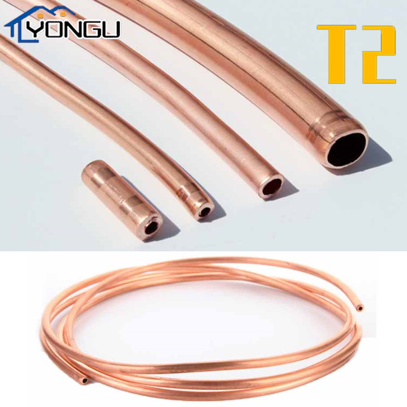 Copper Wire Roll - 1-10M ท่อทองแดงอ่อนขดลวด 99.9% T2 ทองแดงบริสุทธิ์ลวดท่อ Air