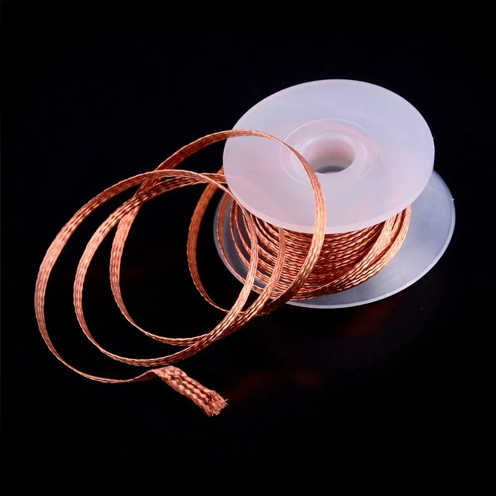 Copper Wire Roll - ลวดเชื่อมขนาด 1.0-4.0 มม. สำหรับงานเชื่อมและถอดบัดกรี ตาข่ายถักแบบเทป ทองแดง