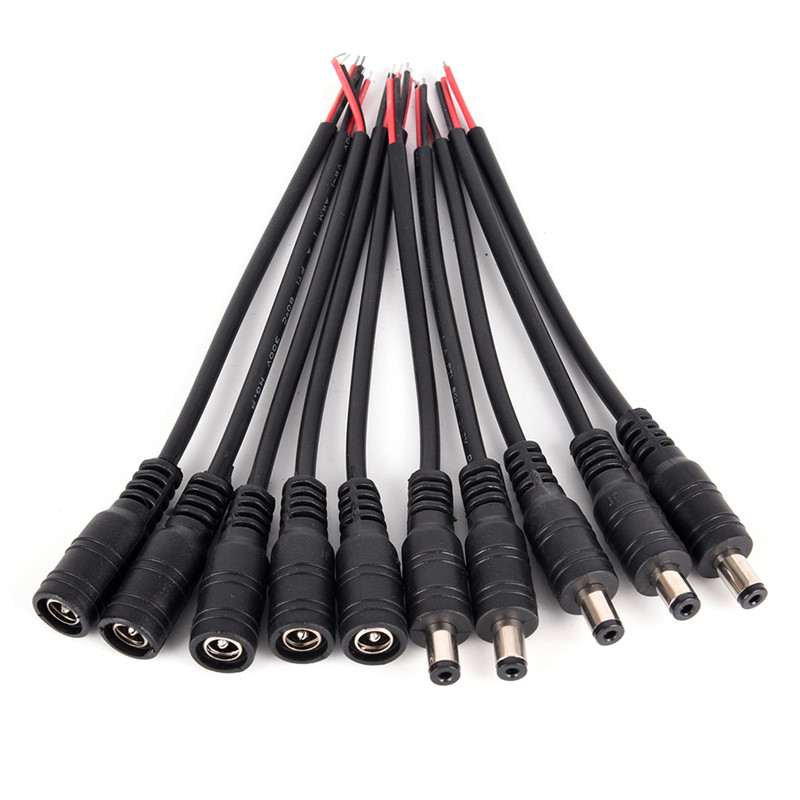 Copper Wire Roll - สายทองแดงรักษาความปลอดภัย5คู่/ล็อต12V ตัวผู้ + ตัวเมียปลั๊กไฟ DC ปลั๊กหัวเสียบสายสายต่อ5.5*2.1มม.