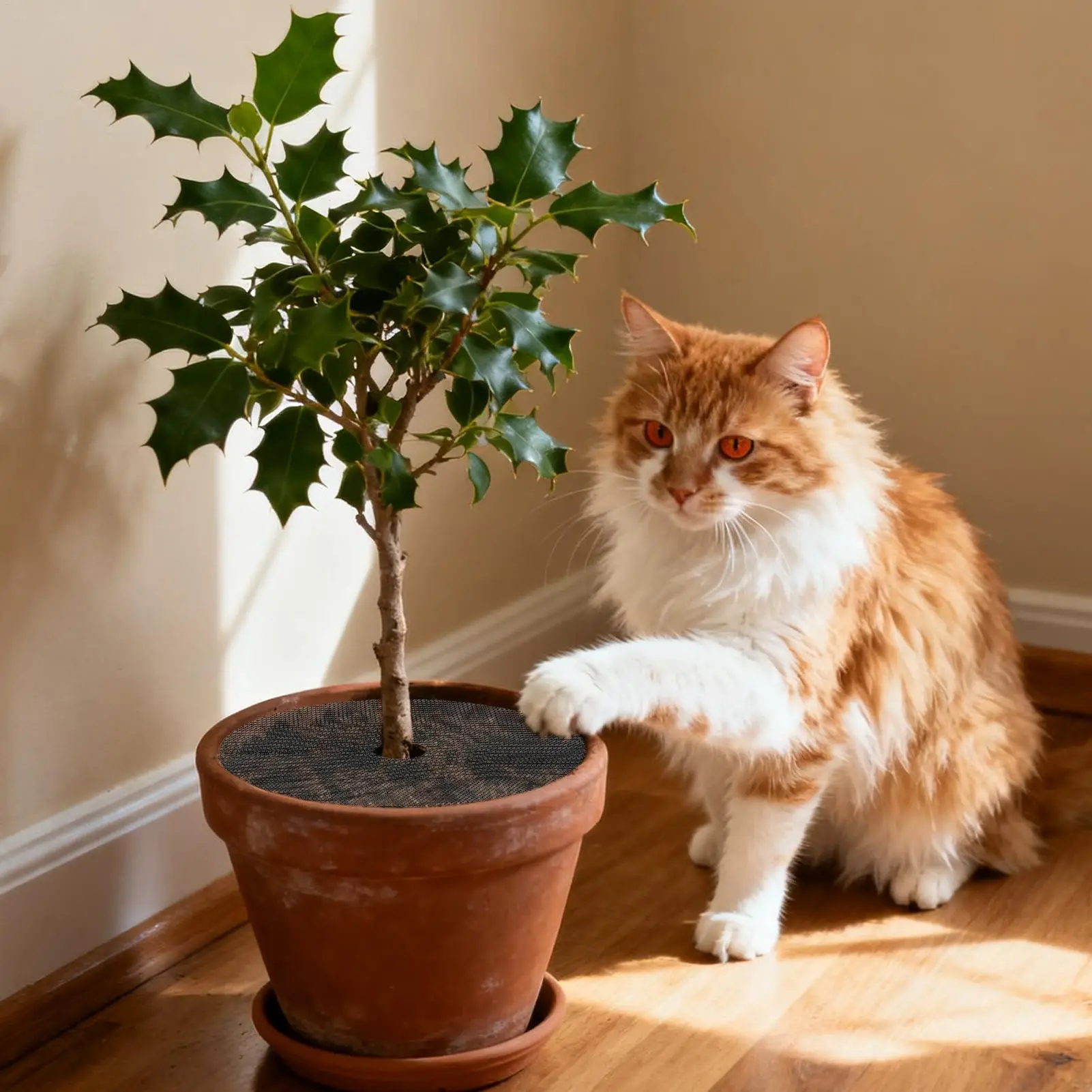 Bonsai Garden Indoor - ตาข่ายป้องกันต้นไม้ในร่มจากแมว สามารถตัดได้ ใช้ป้องกันดินและสัตว์ สำหรับสวนดอกไม้กลางแจ้งและบอนไซ