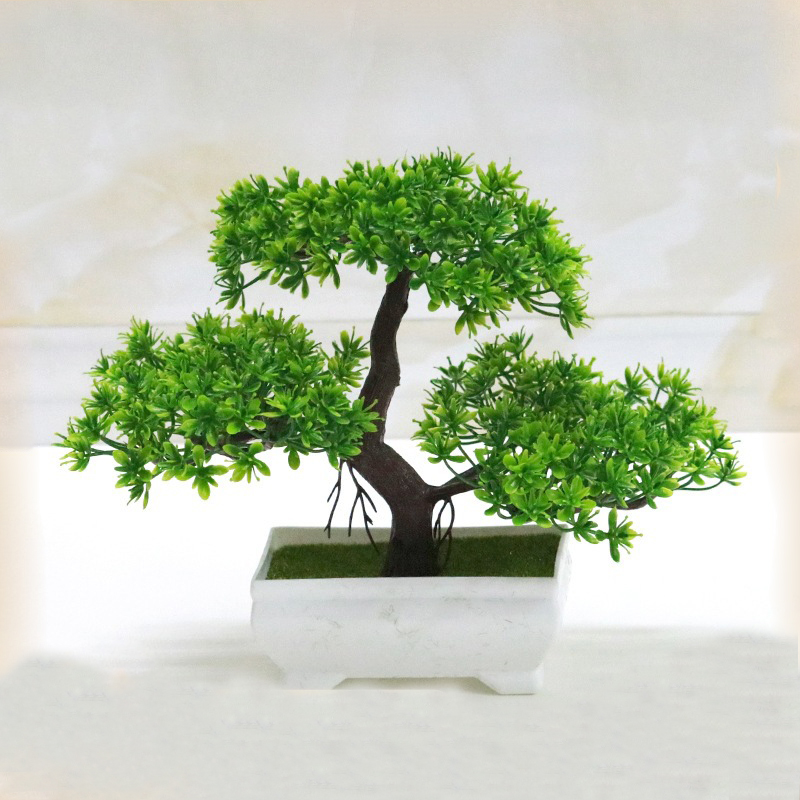Bonsai Garden Indoor - บอนไซประดิษฐ์พลาสติก Bionic โรงงานปลอมสําหรับห้องพักหน้าแรกในร่มตกแต่งสํานักงานสวนตกแต่งกลางแจ้งโต๊ะห้องน้ําต้นไม้สีเขียว